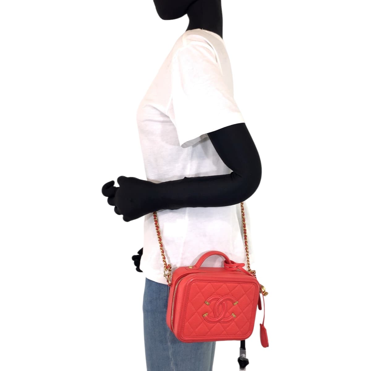 Chanel Caviar Skin CC Filigree Vanity Bag