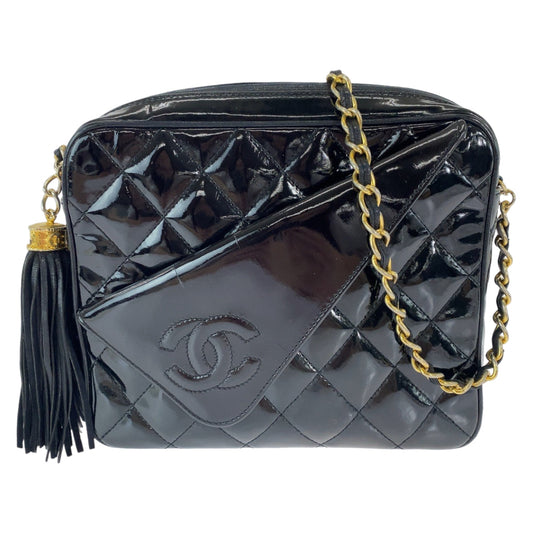 Chanel Vintage Patent Leather Fringe Shoulder Bag