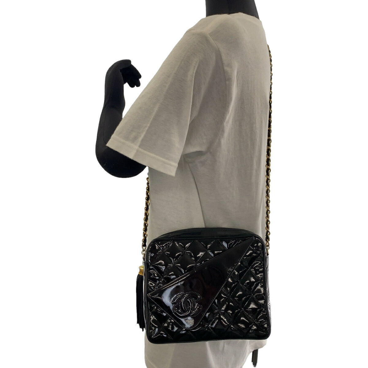 Chanel Vintage Patent Leather Fringe Shoulder Bag