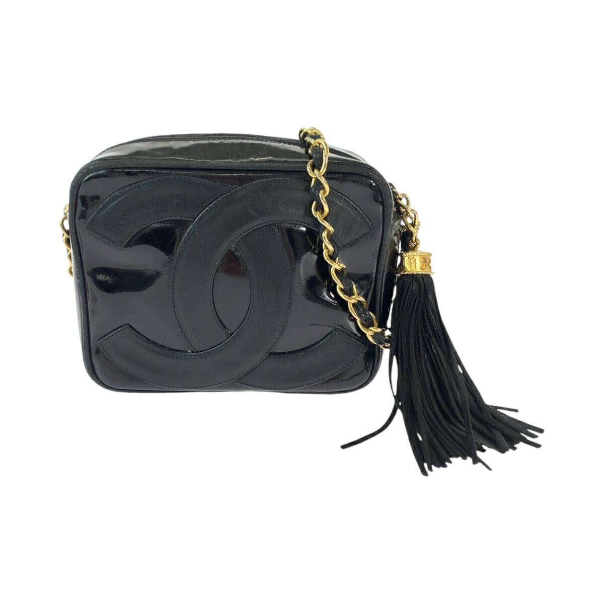 Chanel Vintage Patent Leather Tassel Fringe Shoulder Bag