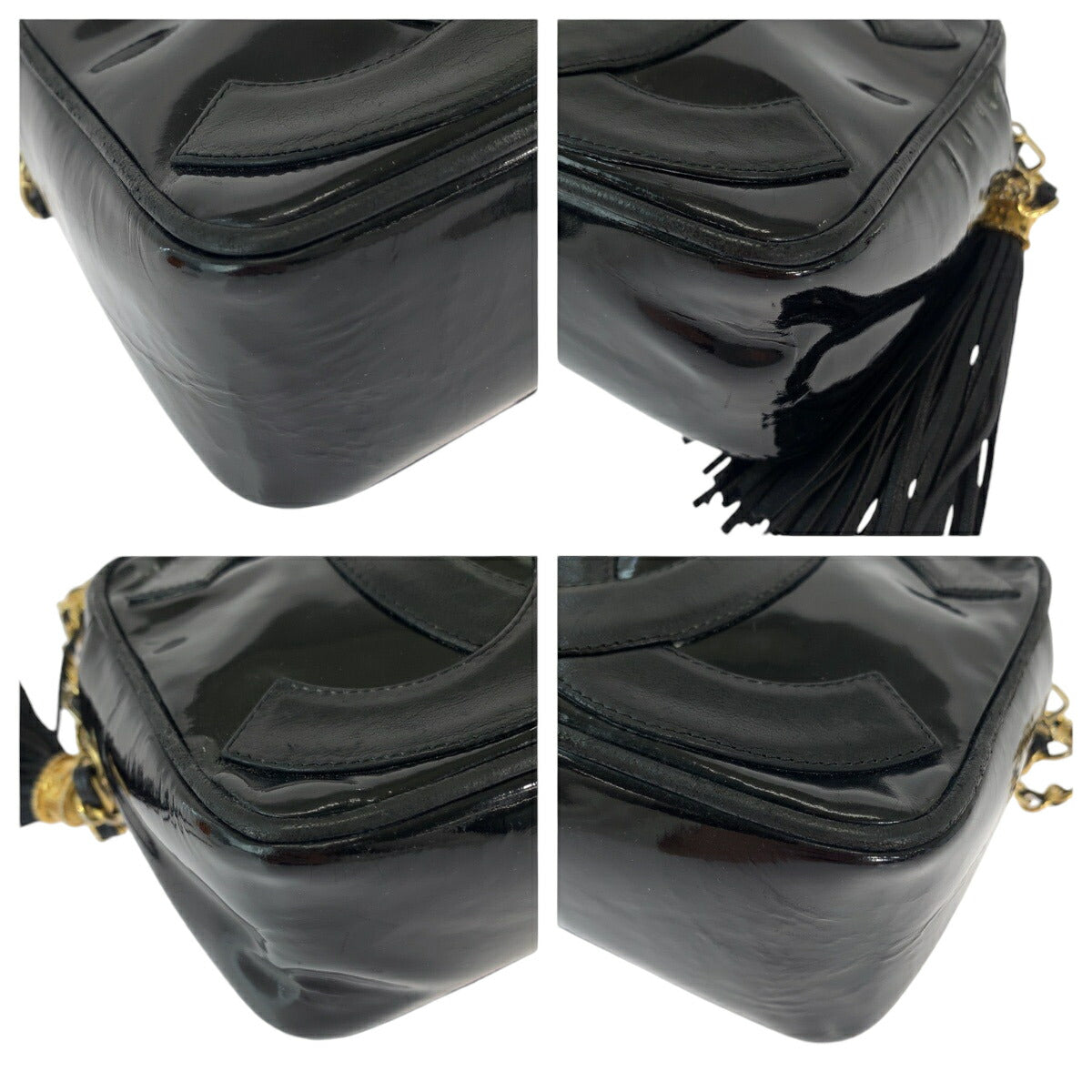 Chanel Vintage Patent Leather Tassel Fringe Shoulder Bag