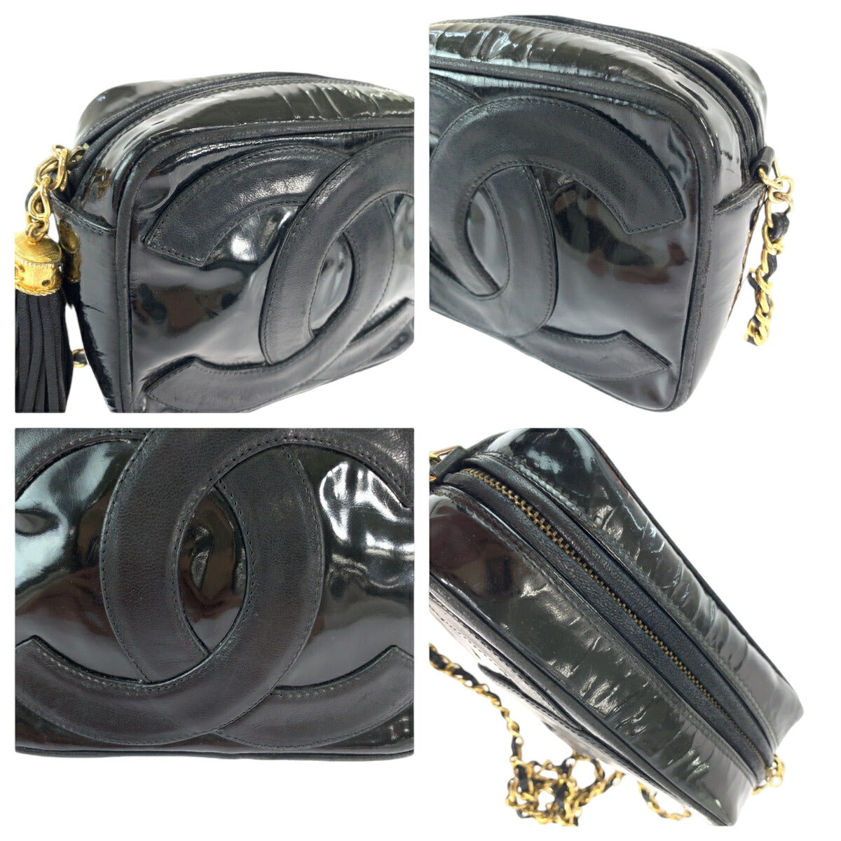 Chanel Vintage Patent Leather Tassel Fringe Shoulder Bag