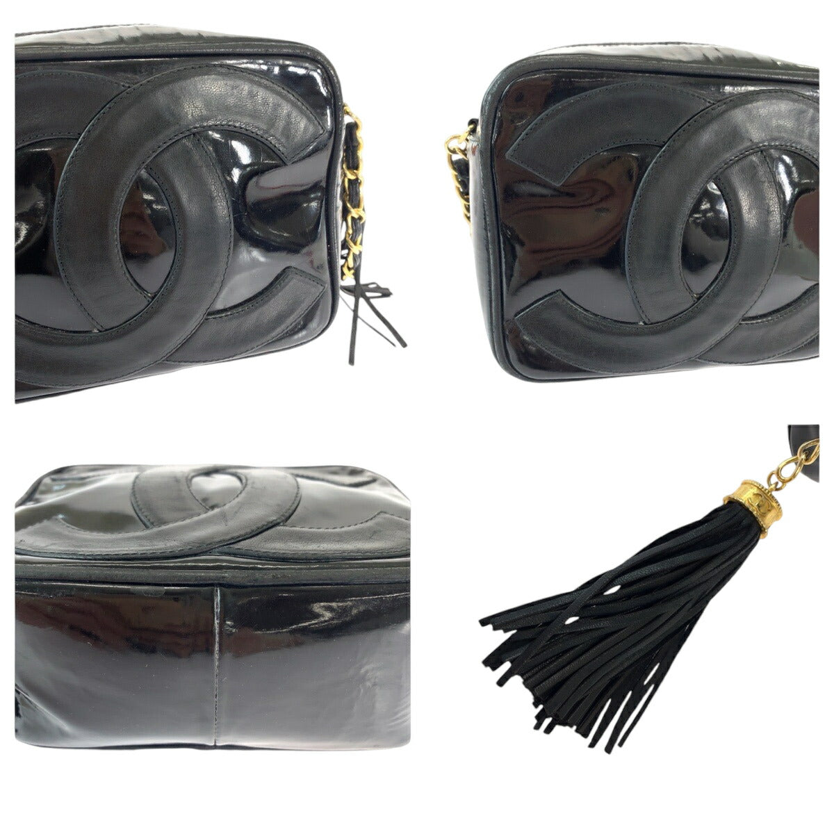 Chanel Vintage Patent Leather Tassel Fringe Shoulder Bag
