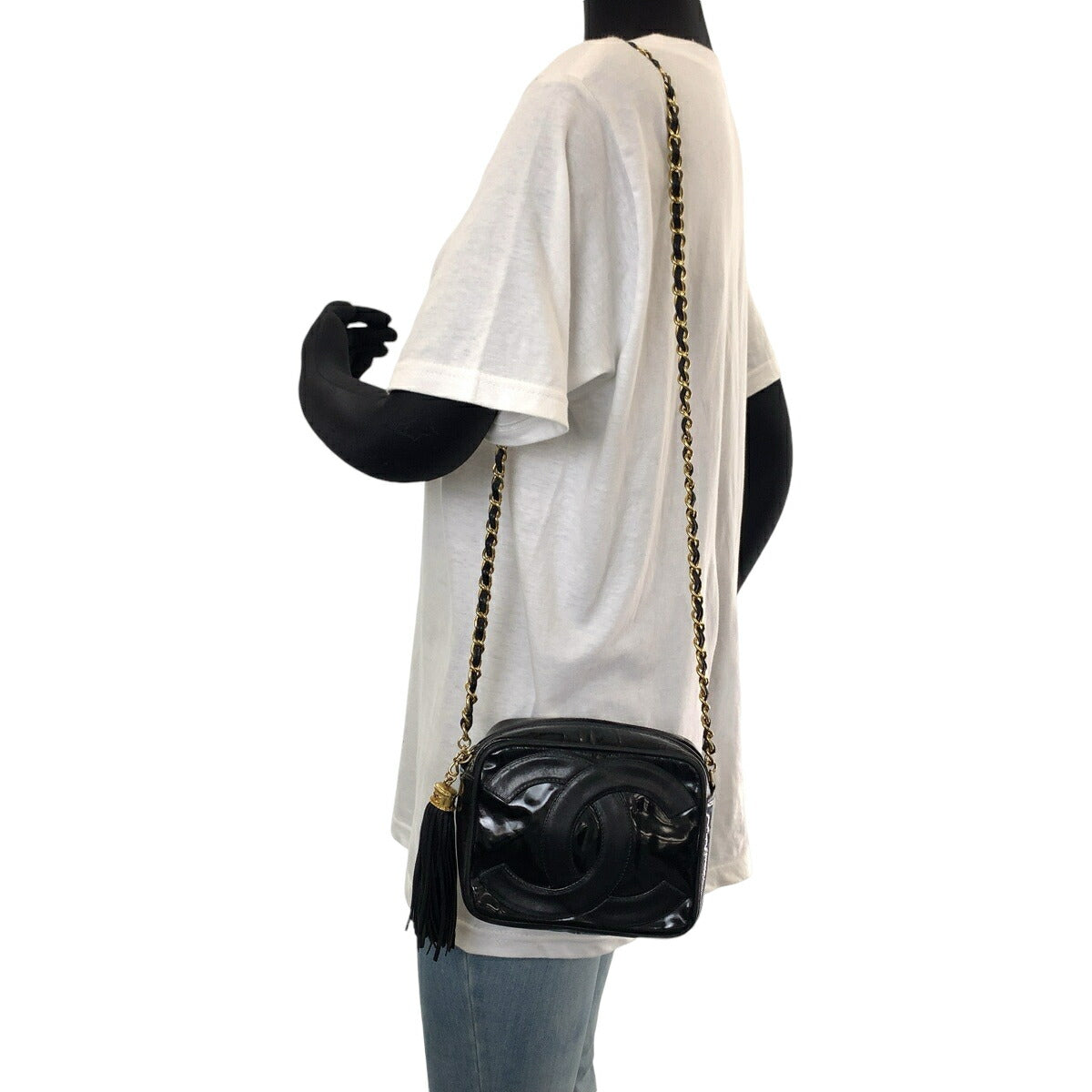 Chanel Vintage Patent Leather Tassel Fringe Shoulder Bag