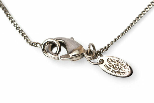 Chanel Necklace Pendant Rhinestone Silver